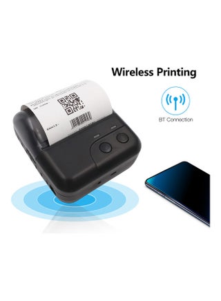 Mini Portable Thermal Wireless Receipt Printer USB BT Connection Support ESC/POS Command Compatible With Windows Android iOS For Supermarket Store Restaurant Black - view 2