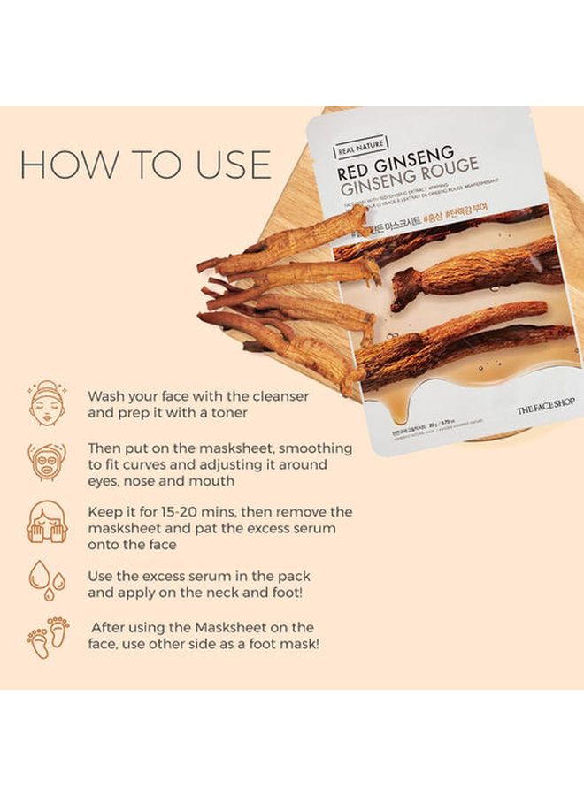 Real Nature Red Ginseng Face Mask 20grams