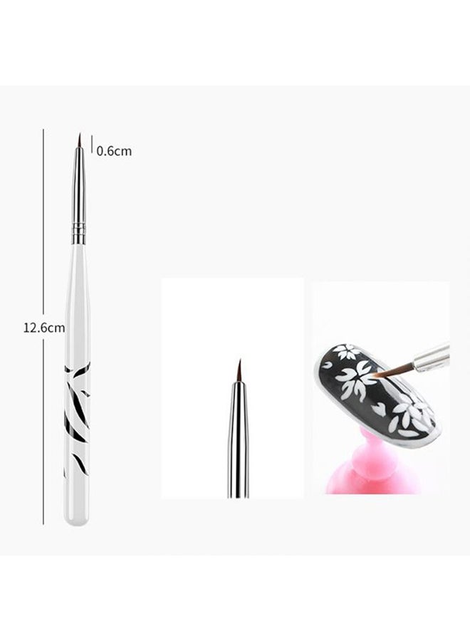 مجموعة فرش أقلام جل بالأشعة فوق البنفسجية بتصميم حمار وحشي مكونة من 8 قطع أبيض/فضي - Image 2