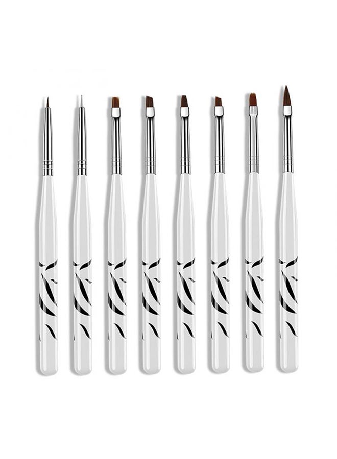 مجموعة فرش أقلام جل بالأشعة فوق البنفسجية بتصميم حمار وحشي مكونة من 8 قطع أبيض/فضي - Image 1