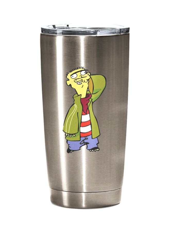 LOUD UNIVERSE Ed Edd And Eddie Printed Stainless Steel Tumbler With Acrylic Lid Silver/Green/Blue 