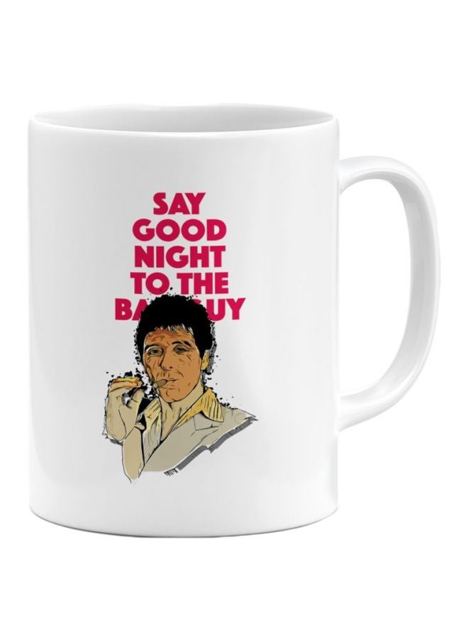 لاود يونيفيرس مج قهوة من السيراميك بطبعة اقتباس من فيلم "Scarface" أبيض/ وردي/ بيج