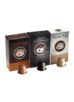 Nespresso Compatible Dark Hot Chocolate, Caramel, Vanilla Mixed Coffee 30 Capsules 50grams Pack of 3