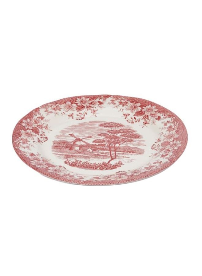 Claytan Seramic Printed Dinner Plate Pink/White 26cm  - Image 1