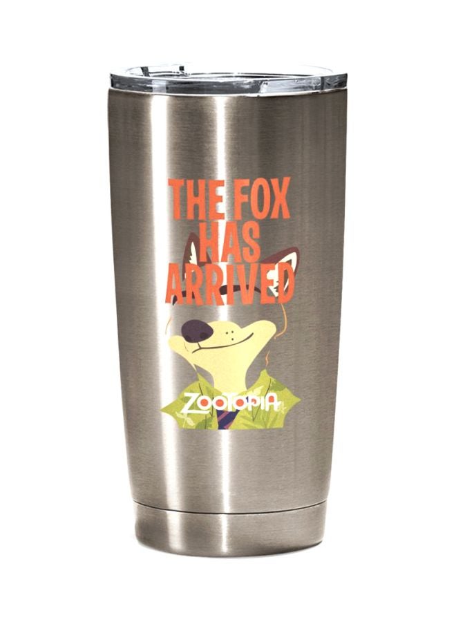 LOUD UNIVERSE Zootopia Quote Printed Travel Tumbler With Acrylic Lid Silver/Orange/Clear 