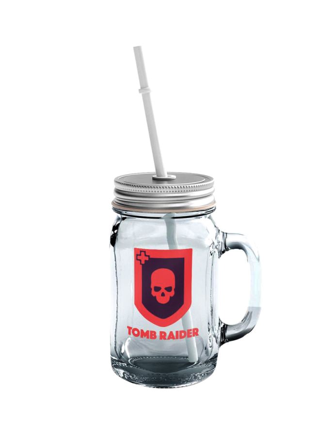 LOUD UNIVERSE Glass Mason Jar With Lid And Straw Clear/Pink/Silver  - Image 1
