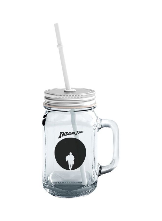 LOUD UNIVERSE Printed Glass Mason Jar With Straw Training Clear 
