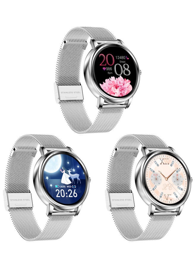Women Smart Watch Fitness Tracker Bluetooth Bracelet Sports Band Silver