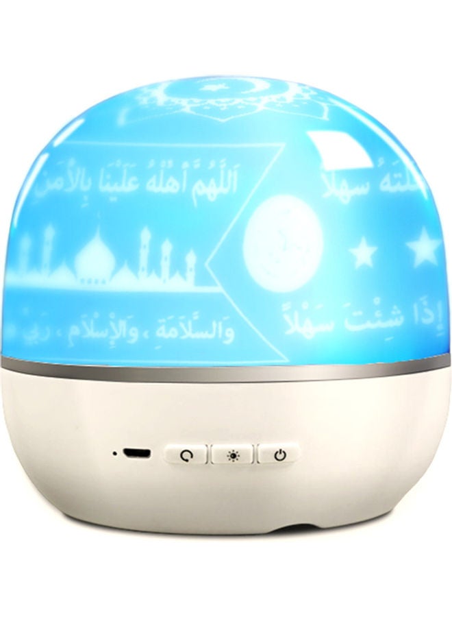 مكبر صوت للقرآن بلوتوث ذكي صغير محمول مزود بمصباح بروجيكتور ملون بتصميم ثلاثي الأبعاد قابل للدوران أبيض - Image 5