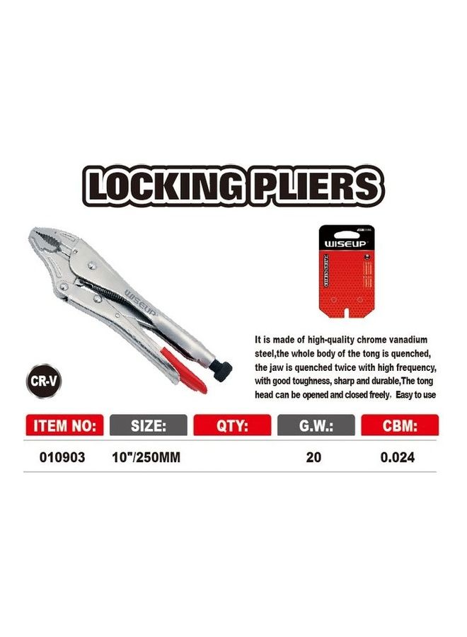 WISEUP - Original Locking Pliers With Straight Jaw 10910 Silver/Red 10inch - Image 1