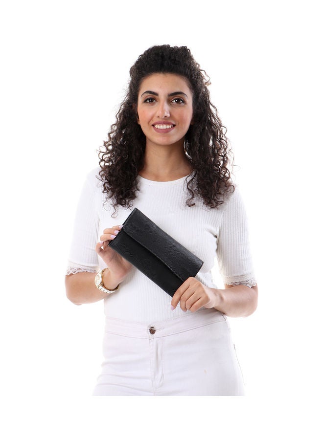 Crossland Leather Flap Over Purse Black - Image 1