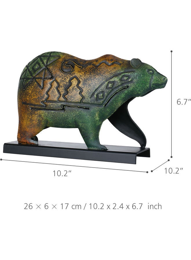 Tooarts African Animal Sculpture Iron Bear Sculpture Art Dark green 27*8*18cm - v1605718176/N42456592A_3