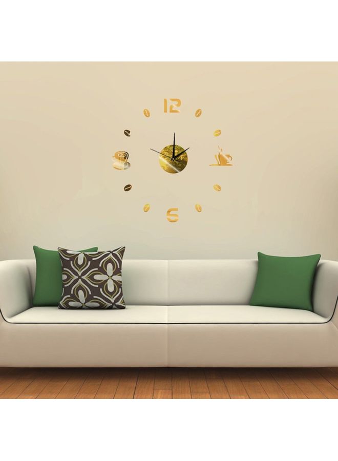 Easy DIY Coffee Time Creative Wall Clock Sticker Gold 50x50x0.5cm - Image 3