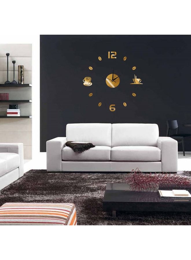 Easy DIY Coffee Time Creative Wall Clock Sticker Gold 50x50x0.5cm - Image 1