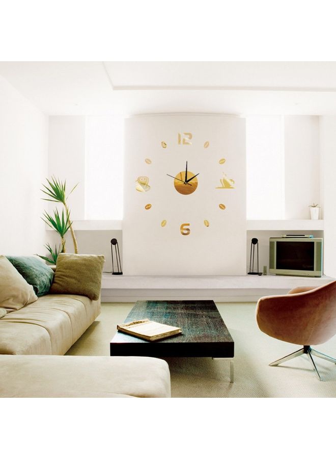 Easy DIY Coffee Time Creative Wall Clock Sticker Gold 50x50x0.5cm - Image 2