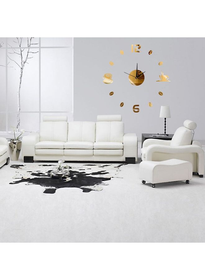 Easy DIY Coffee Time Creative Wall Clock Sticker Gold 50x50x0.5cm - Image 5