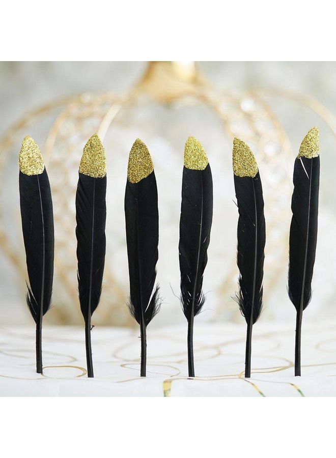 Decorative Goose Feather Black/Gold 18*23cm - Image 1