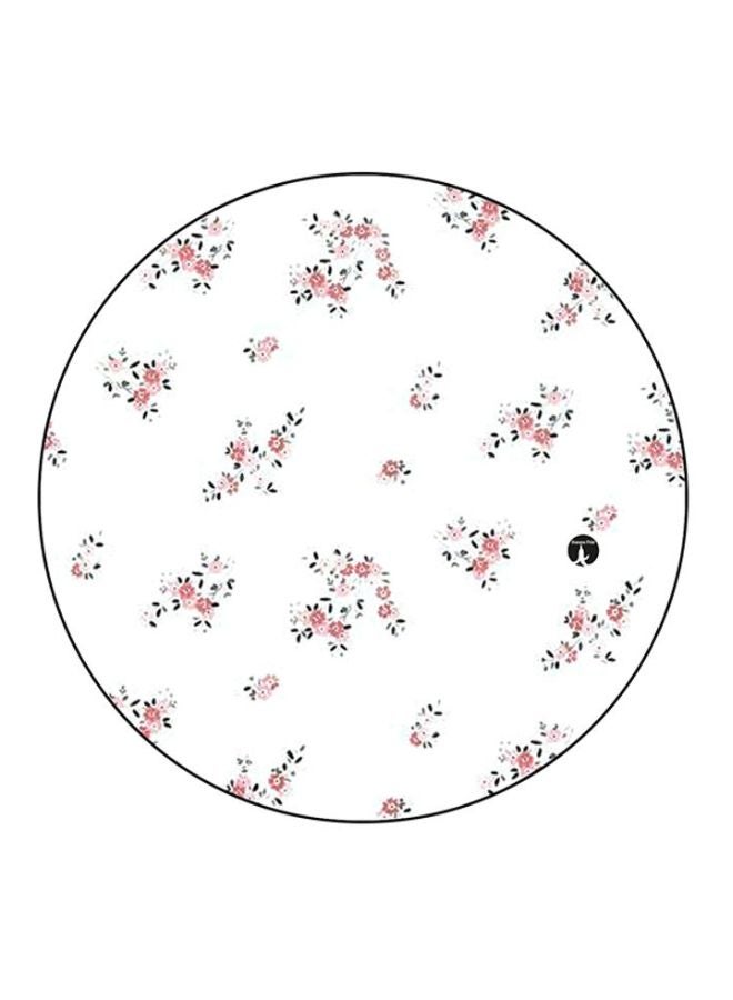 لوحة ماوس دائرية مُزينة بطبعة أبيض/وردي/أخضر