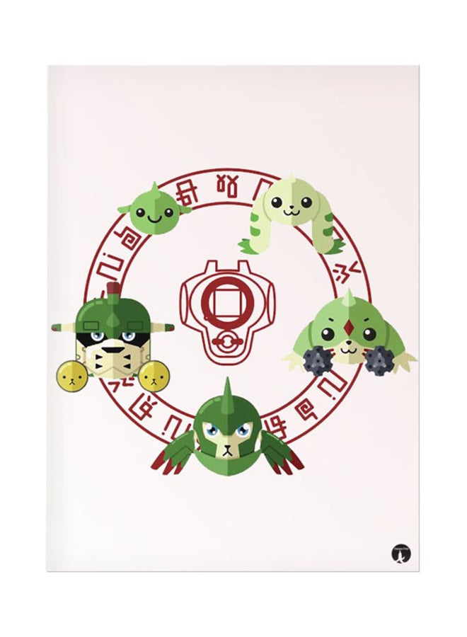 BP Anime Digimon Printed Mouse Pad Pink/Brown/Green