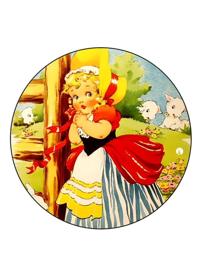A Girl Printed Mousepad Green/Yellow/Red