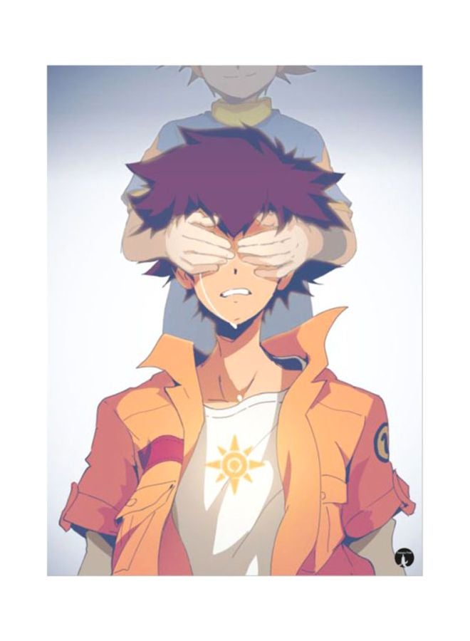 The Anime Digimon Printed Mousepad Orange/Grey/Beige