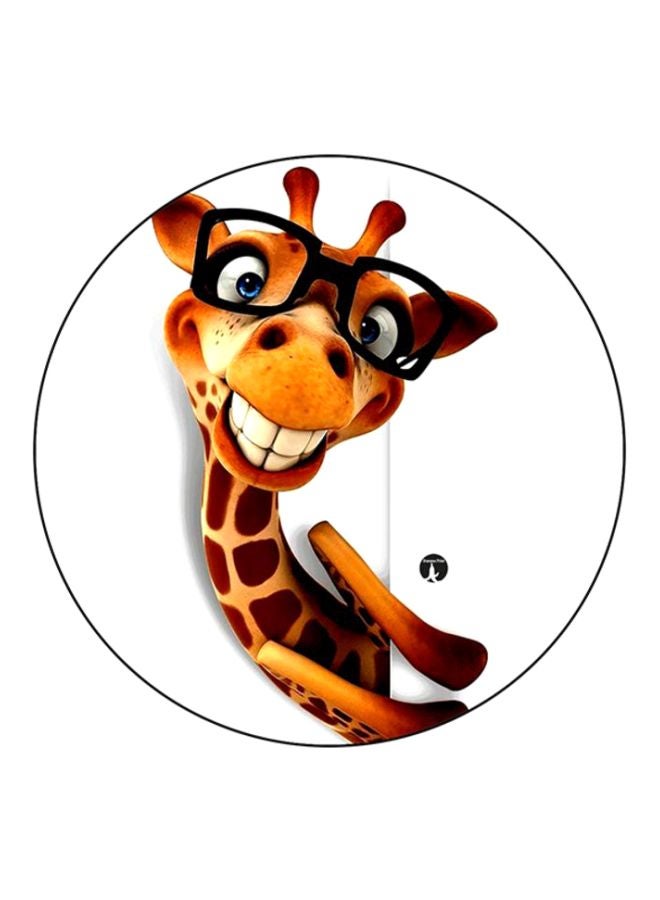 بي بي لوحة ماوس دائرية مزينة بطبعة زرافة أبيض/أسود/بني