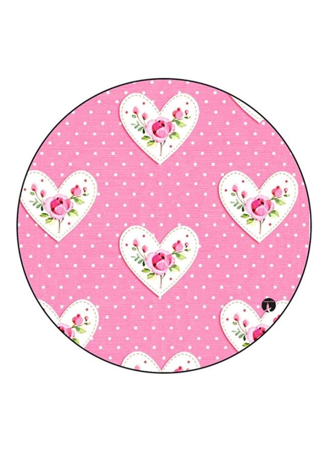 BP Floral Printed Round Mousepad Pink/White