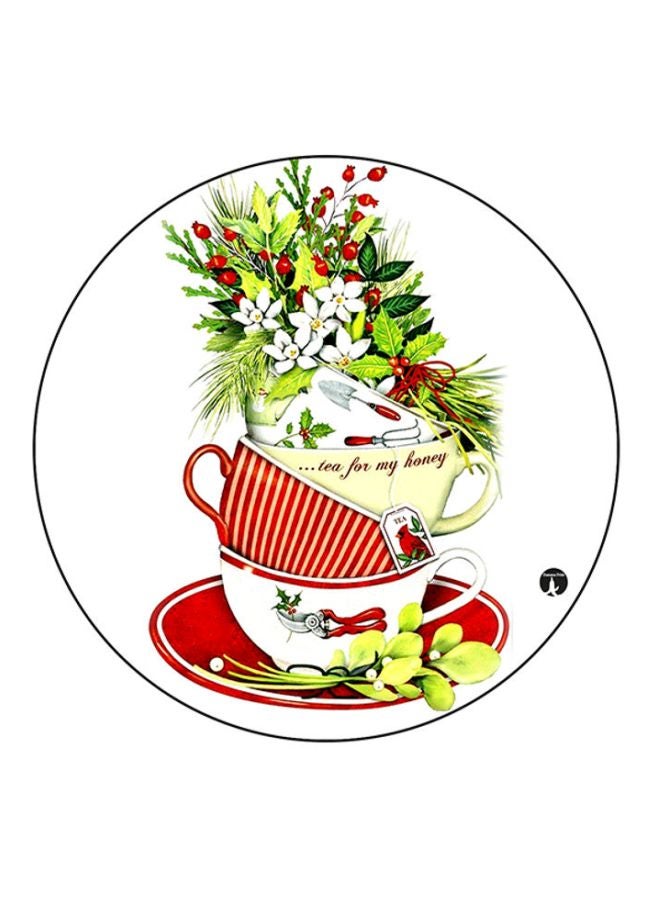 BP Tea Cups Printed Round Mousepad Multicolour