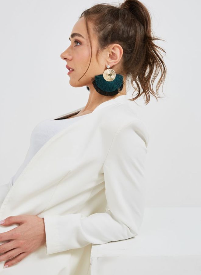 YUEJIN Gold Plated Two Tone Tassel Earrings - Image 3