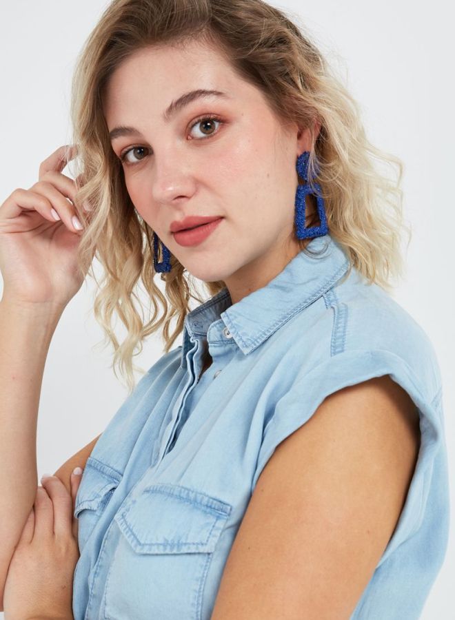 يويجين أقراط متدلية ذات تصميم هندسي - Image 3