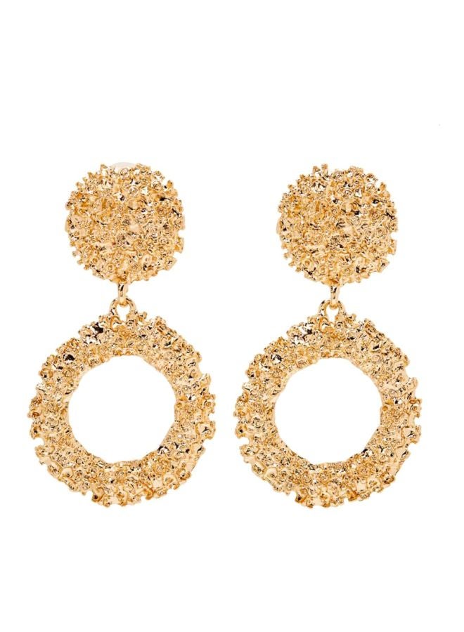 YUEJIN Rough Textured Round Dangle Earrings - Image 1