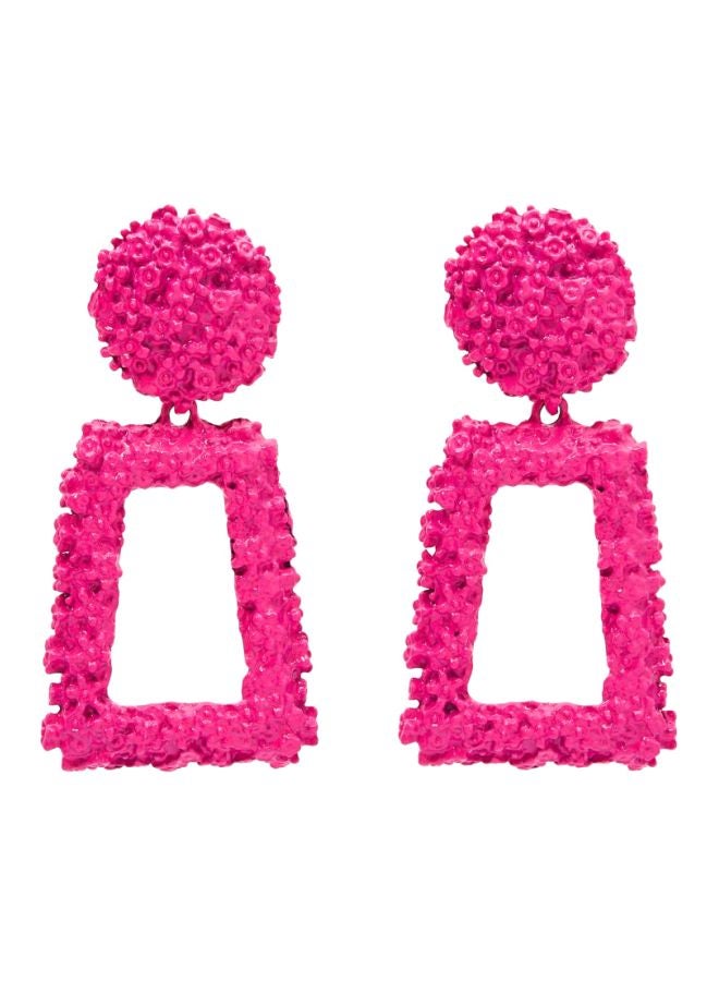 YUEJIN Rough Textured Geometric Design Dangle Earrings - Image 1