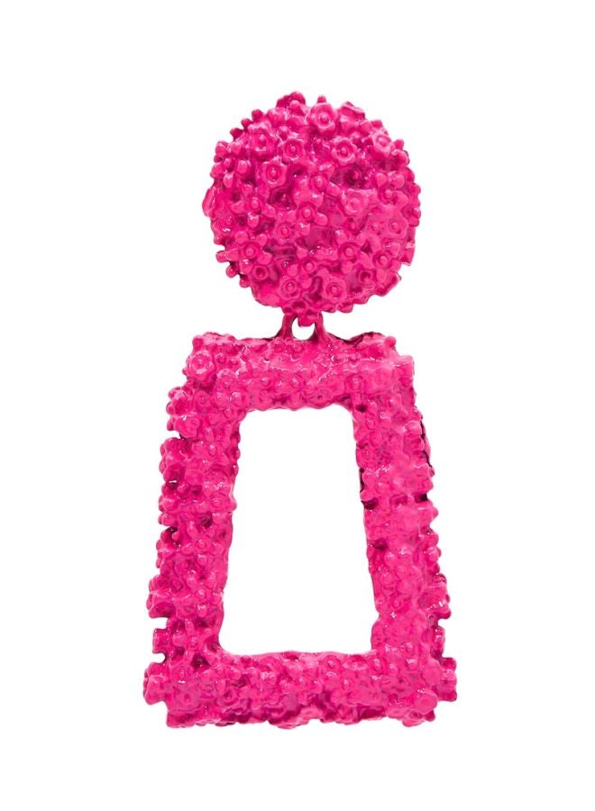 YUEJIN Rough Textured Geometric Design Dangle Earrings - Image 2