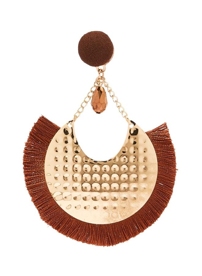 YUEJIN - Gold Plated Patterned Round Tassel Earrings - Image 1
