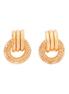 Gold Plated Mesh Hoop Dangle Earrings