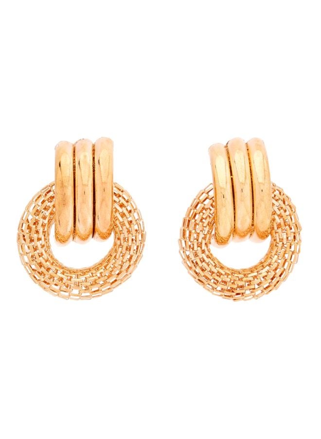 YUEJIN - Gold Plated Mesh Hoop Dangle Earrings - Image 1