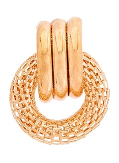 YUEJIN Gold Plated Mesh Hoop Dangle Earrings  - Image 2