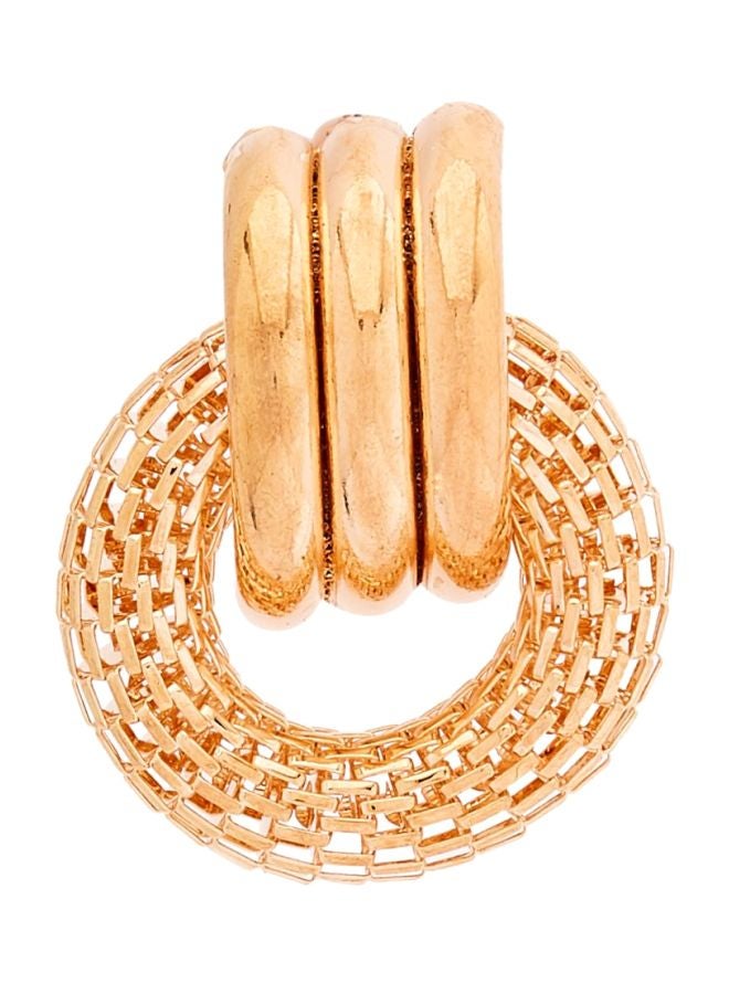 YUEJIN - Gold Plated Mesh Hoop Dangle Earrings - Image 1