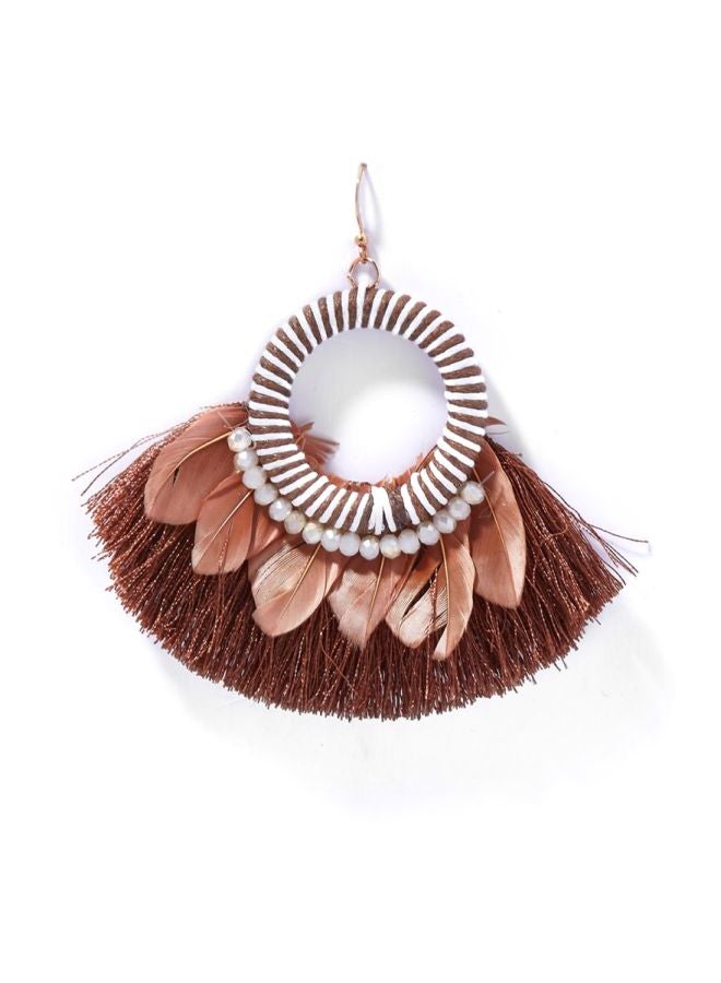 YUEJIN - 10 Karat Feather Design Tassel Earrings - Image 1