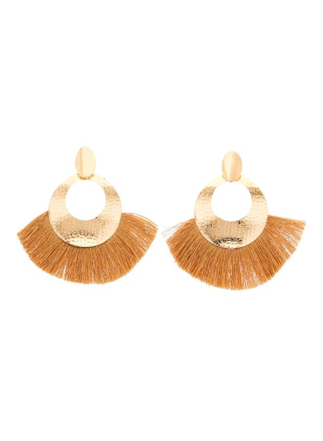 YUEJIN - Gold Plated Round Tassel Earrings - Image 1