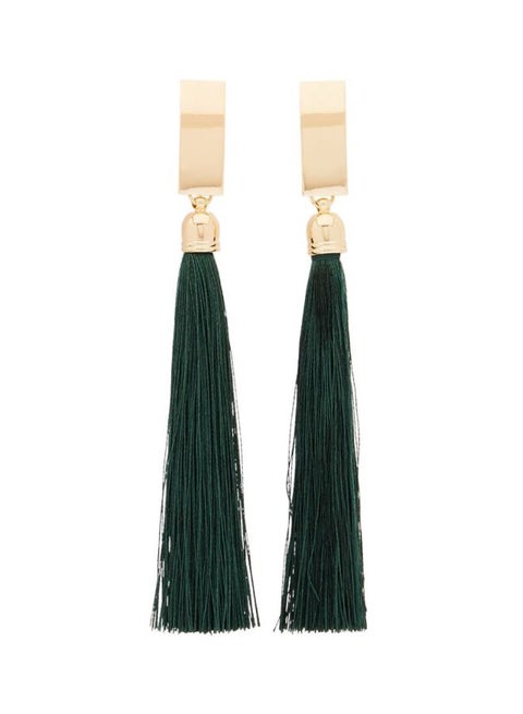 Rectangular Head Tassel Dangle Earrings