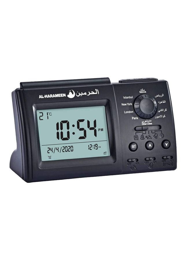 AL-HARAMEEN - Digital Azan Alam Clock Black/Grey 15x9x5.5cm - Image 1