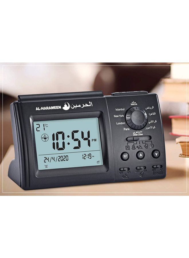 AL-HARAMEEN - Digital Azan Alam Clock Black/Grey 15x9x5.5cm - Image 1