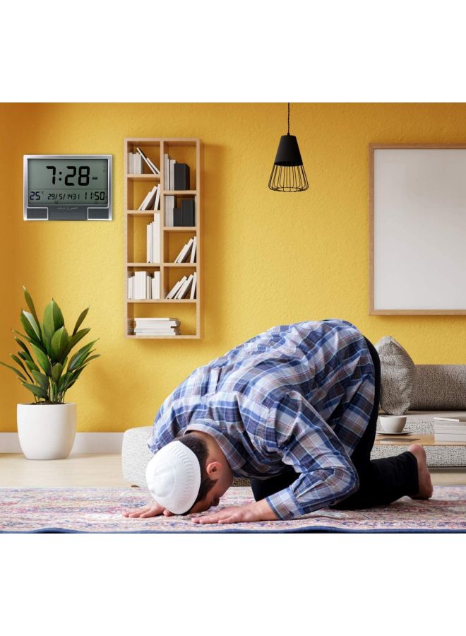 الفجر ساعة حائط رقمية للأذان رمادي 15بوصة - Image 4