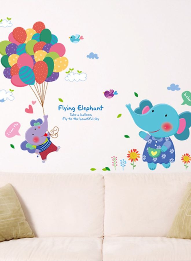 دادا الرئيسية - ملصق جداري قابل للإزالة مطبوع عليه عبارة flying elephant متعدد الألوان 60 x 40سم - Image 1