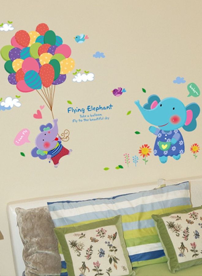 دادا الرئيسية - ملصق جداري قابل للإزالة مطبوع عليه عبارة flying elephant متعدد الألوان 60 x 40سم - Image 1