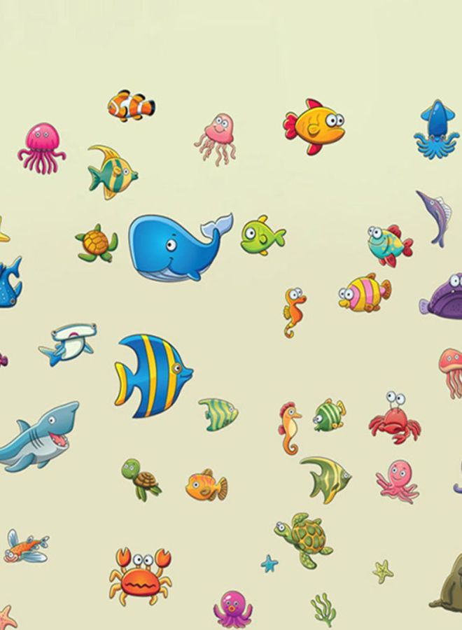 Fish Printed Removable Wall Sticker Multicolour 60 x 40centimeter - v1605723168/N12621383A_1