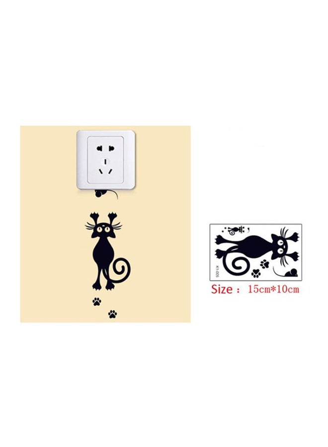 آي تيلكر ملصق لمفتاح الكهرباء قابل للإزالة برسمة كارتونية لقط أسود 15 x 10Ø³Ù†ØªÙŠÙ…ØªØ± - Image 2