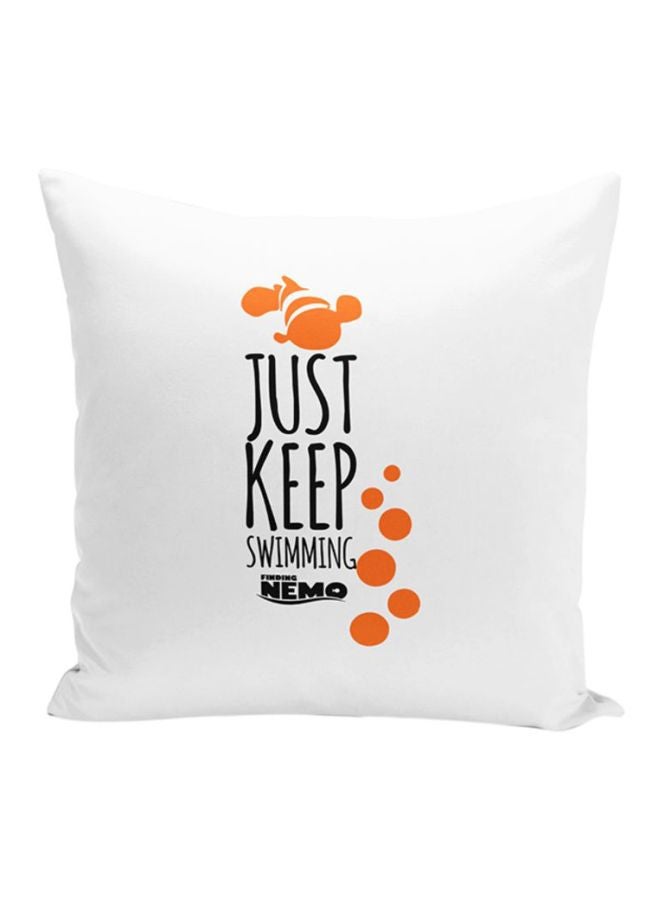 Finding Nemo Quote Printed Throw Pillow White/Black/Orange 16x16inch