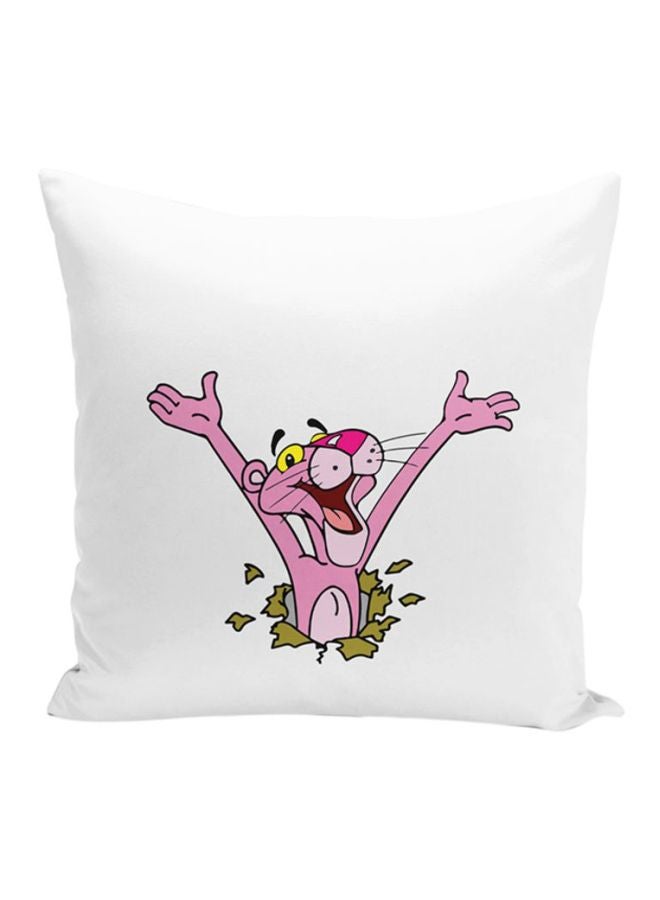 وسادة زينة بطبعة شخصية Pink Panther أبيض/وردي/أخضر 16x16بوصة